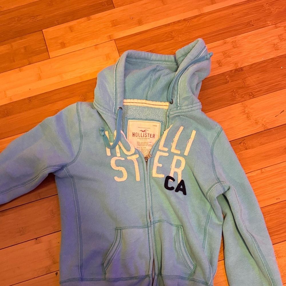 Vintage Hollister zip up light blue cyan size medium